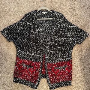Olive&Oak, black and red cardigan sweater